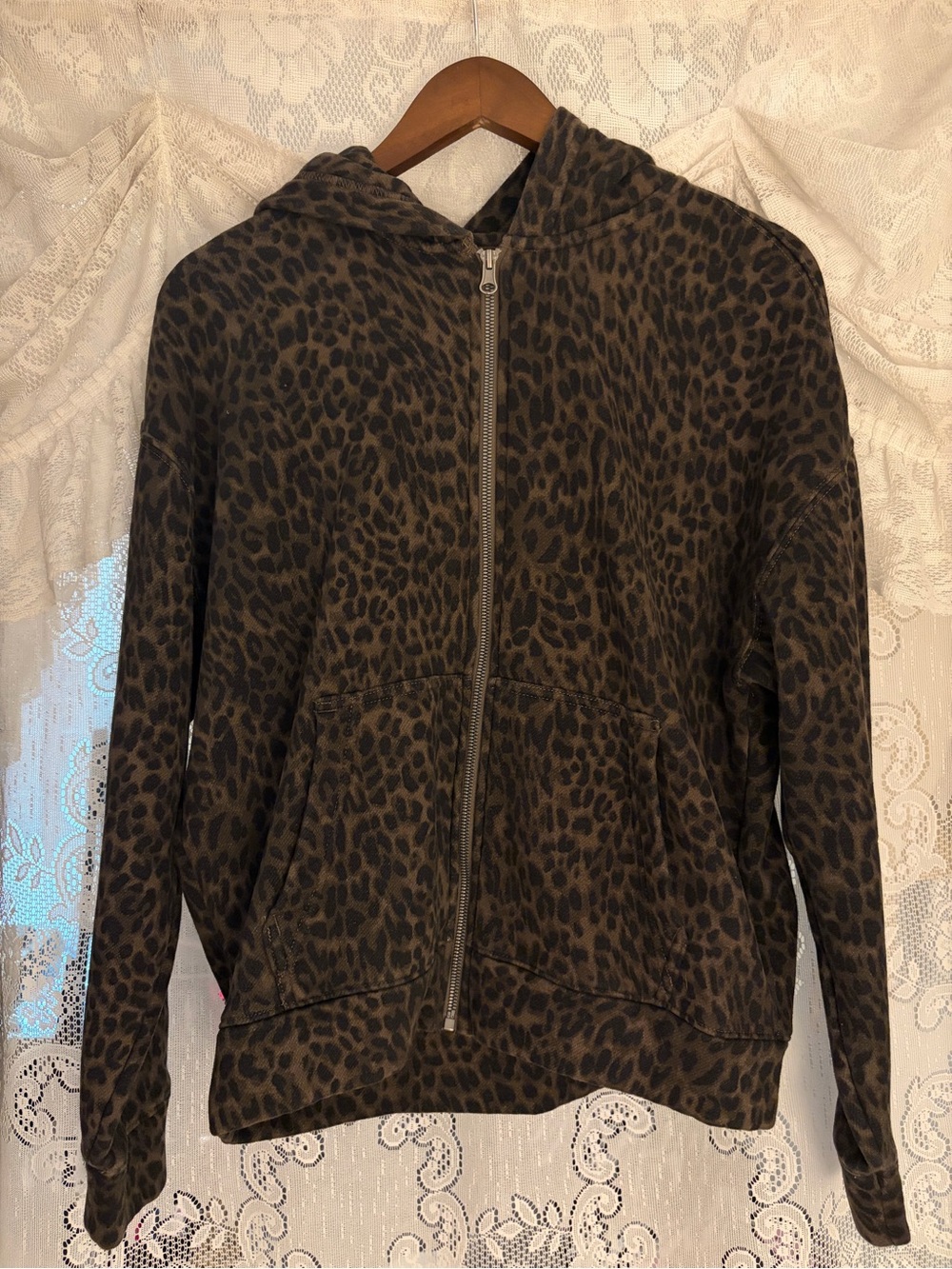 Hollister Leopard-Print Zip Hoodie